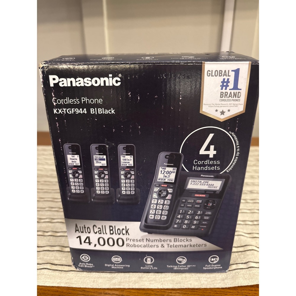 Panasonic KX-TGF944B Cordless Phone 4 Handsets Call Block Answering Machine